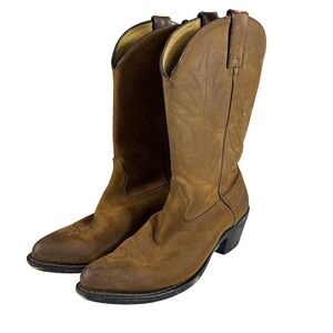 Western Boho Chic Durango Women's 9M 11" Tan Leather Cowboy Boots Pointed Toe